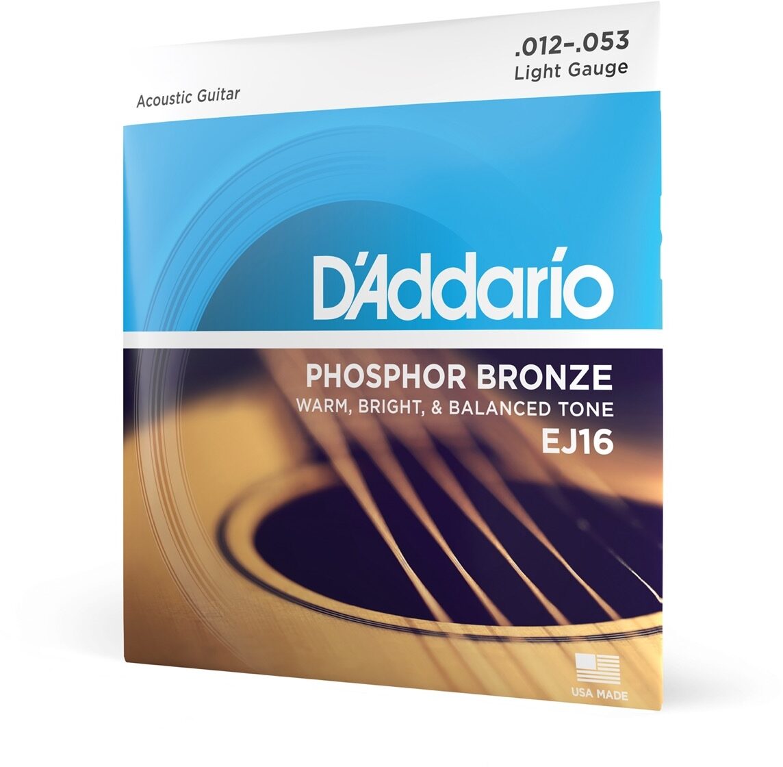 D'Addario EJ16 Phosphor Bronze Acoustic Guitar Strings (Light, 12-53)