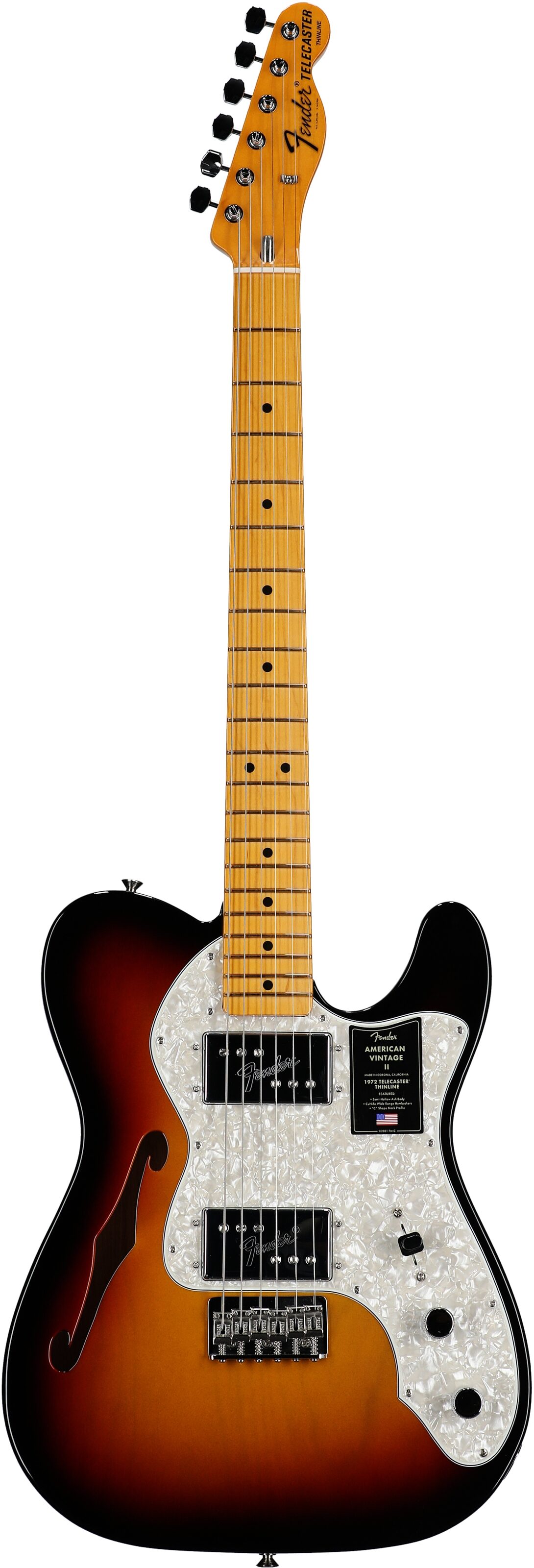 Fender American Vintage II 1972 Telecaster Thinline Electric Guitar, Maple Fingerboard (with Case) 2 Fender American Vintage II 1972 Telecaster Thinline Electric Guitar, Maple Fingerboard (with Case)