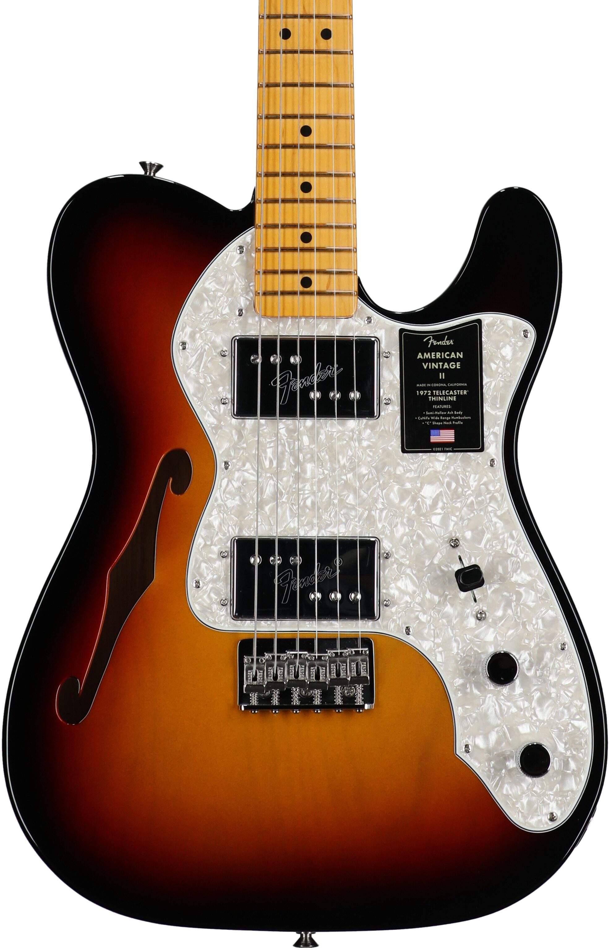 Fender American Vintage II 1972 Telecaster Thinline Electric Guitar, Maple Fingerboard (with Case) 1 Fender American Vintage II 1972 Telecaster Thinline Electric Guitar, Maple Fingerboard (with Case)