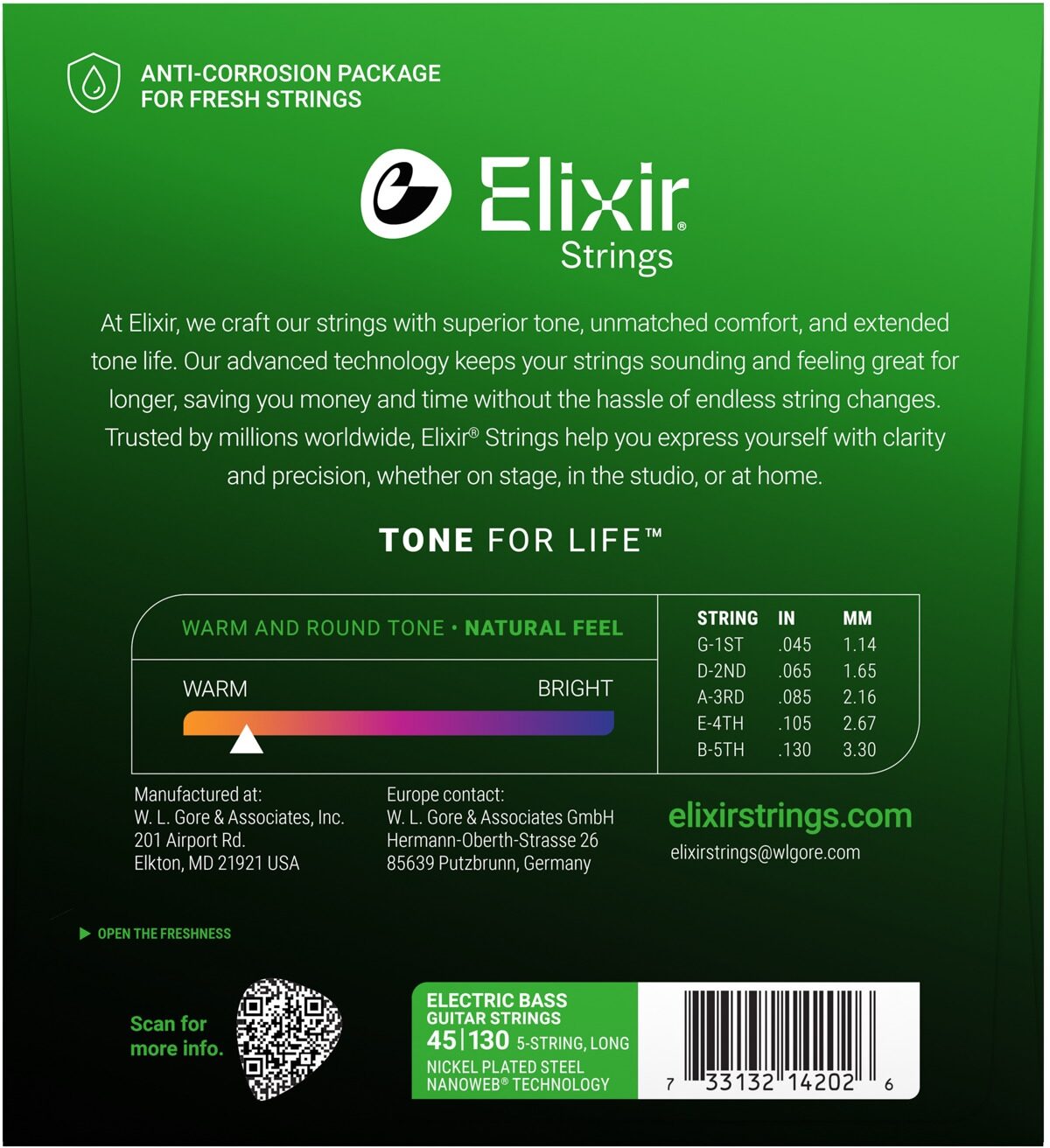 Elixir Nanoweb Nickel-Plated Steel Electric Bass Strings, 5-String 3 Elixir Nanoweb Nickel-Plated Steel Electric Bass Strings, 5-String