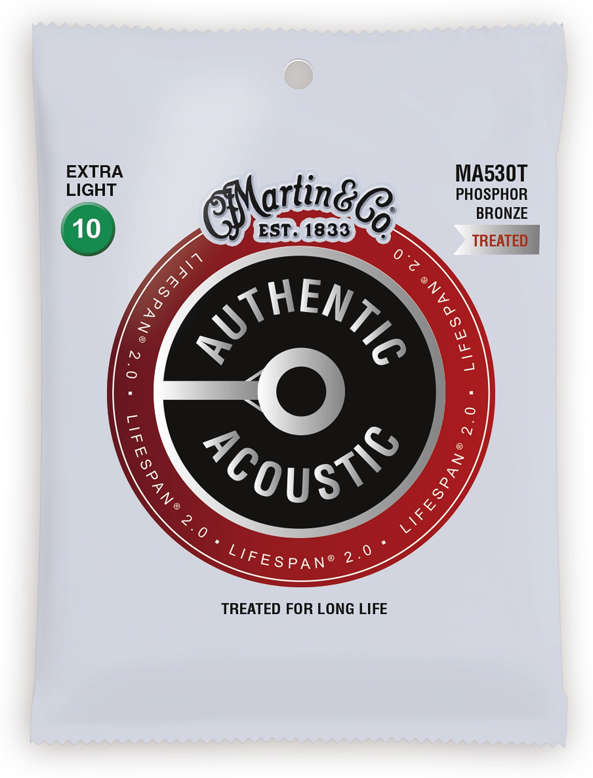 Martin Authentic Lifespan 2.0 Treated Phosphor Bronze Acoustic Guitar Strings