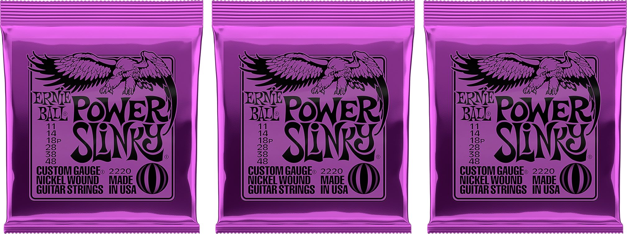 Ernie Ball Power Slinky Nickel Wound Electric Guitar Strings - 11-48 Gauge 3 Ernie Ball Power Slinky Nickel Wound Electric Guitar Strings - 11-48 Gauge