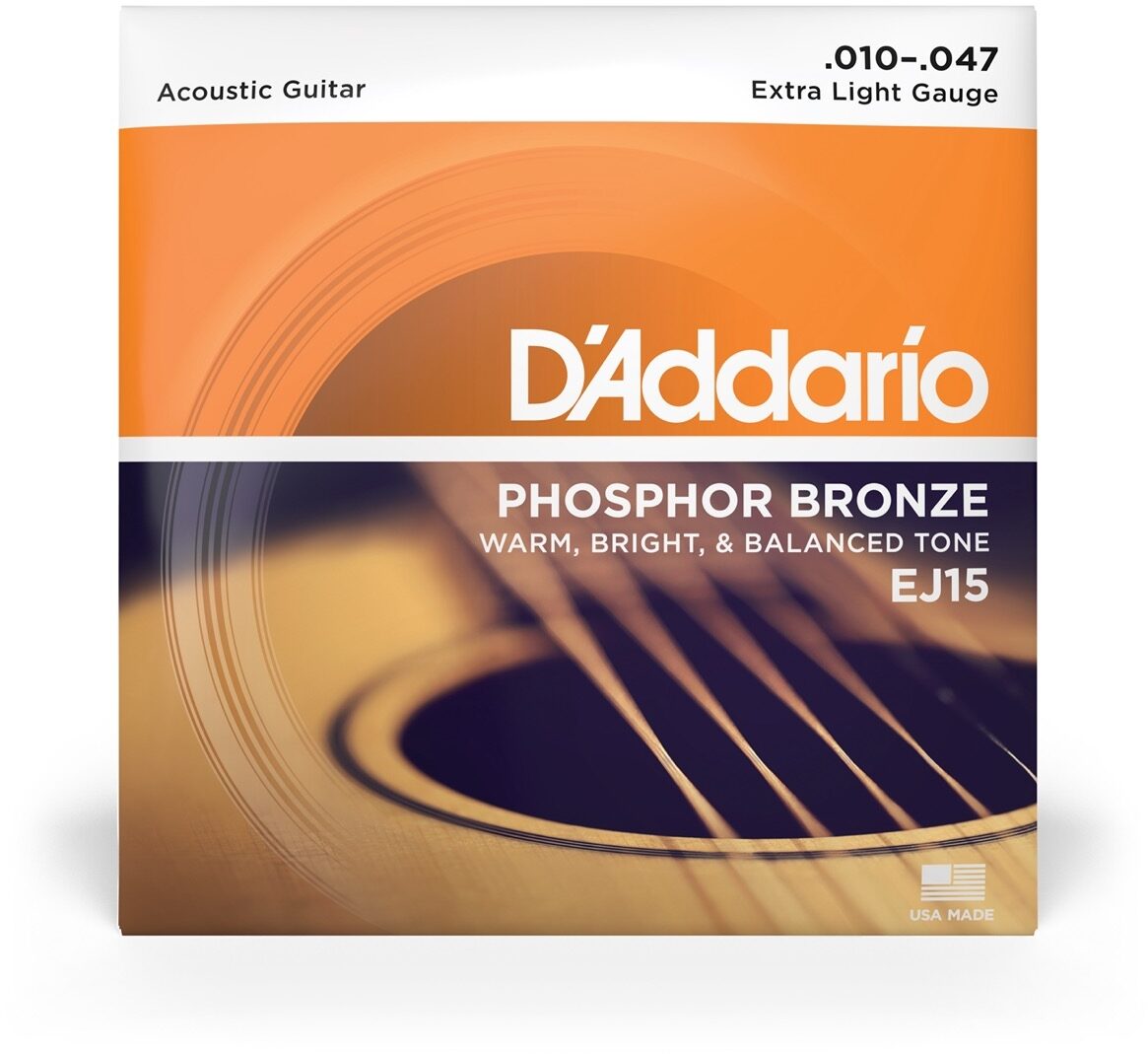 D'Addario EJ15 Phosphor Bronze Acoustic Guitar Strings (Extra Light)