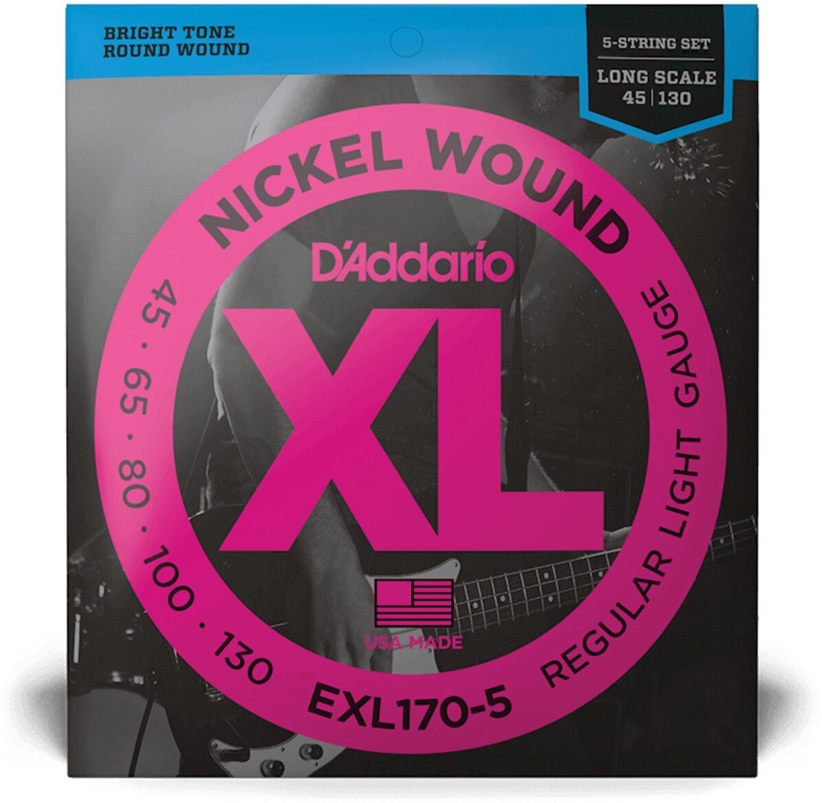 D'Addario EXL1705 XL 5-String Nickel Wound Bass Strings (Regular Light, Long) 3 D'Addario EXL1705 XL 5-String Nickel Wound Bass Strings (Regular Light, Long)
