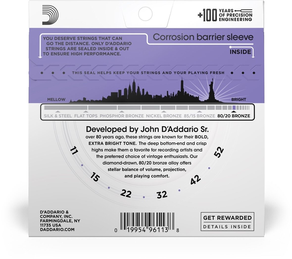 D'Addario 80/20 Bronze Acoustic Guitar Strings 3 D'Addario 80/20 Bronze Acoustic Guitar Strings
