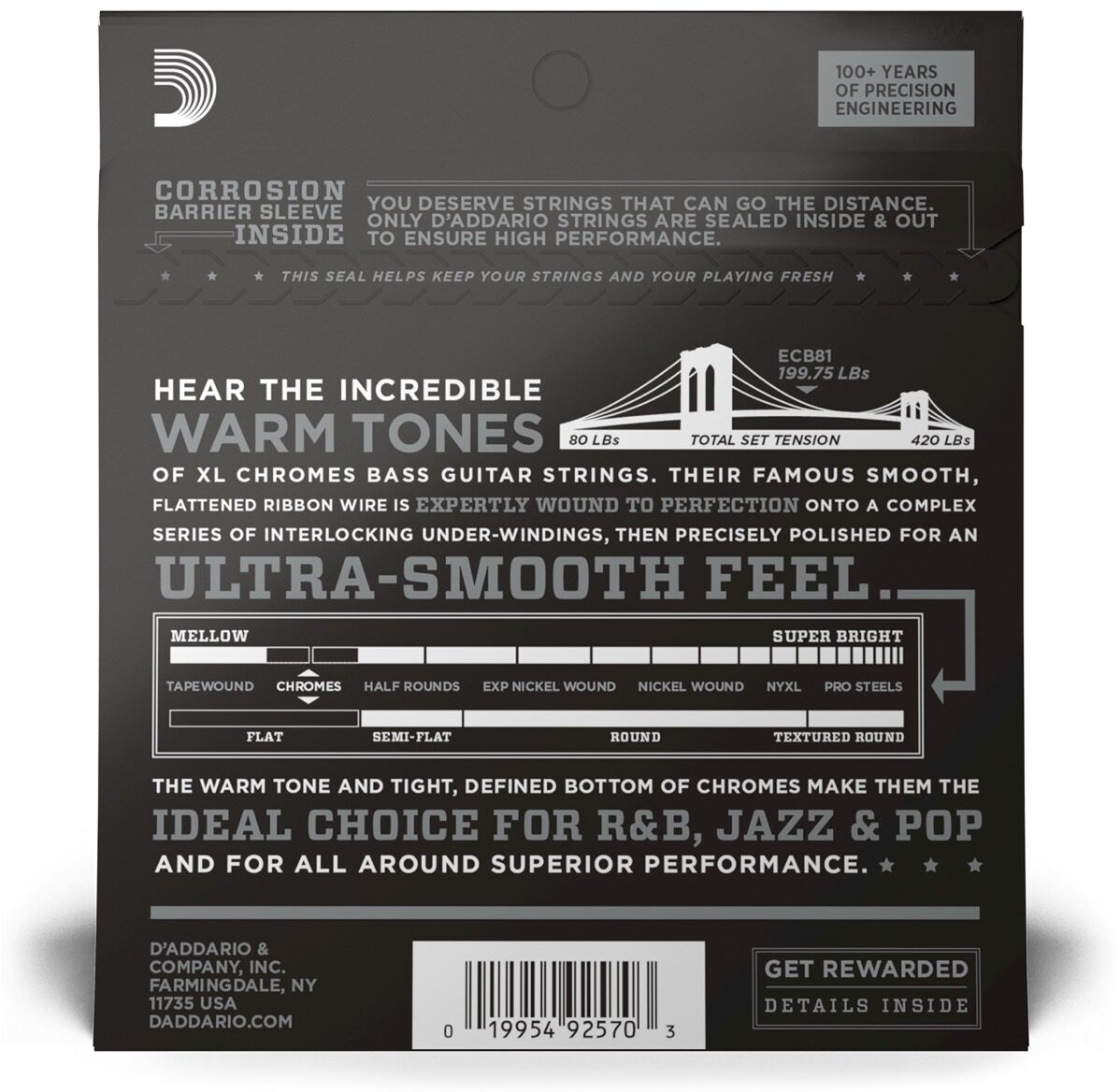 D'Addario ECB81 Chromes Flatwound Bass Strings (Regular Light, Long Scale) 2 D'Addario ECB81 Chromes Flatwound Bass Strings (Regular Light, Long Scale)