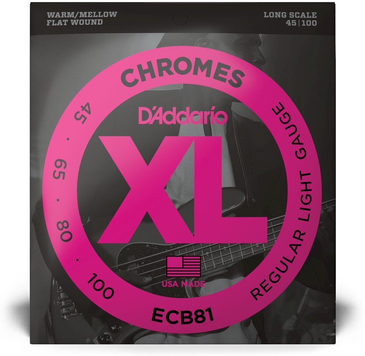 D'Addario ECB81 Chromes Flatwound Bass Strings (Regular Light, Long Scale) 3 D'Addario ECB81 Chromes Flatwound Bass Strings (Regular Light, Long Scale)