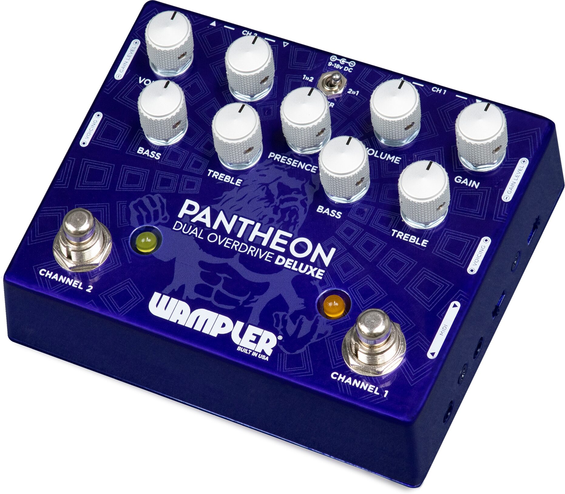 Wampler Pantheon Deluxe Dual Overdrive Pedal with MIDI 3 Wampler Pantheon Deluxe Dual Overdrive Pedal with MIDI