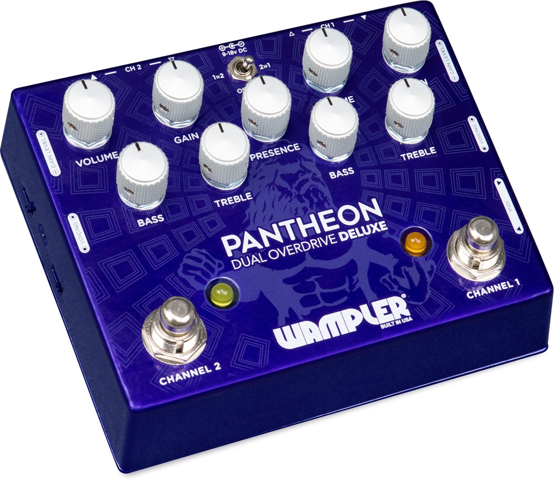 Wampler Pantheon Deluxe Dual Overdrive Pedal with MIDI 4 Wampler Pantheon Deluxe Dual Overdrive Pedal with MIDI