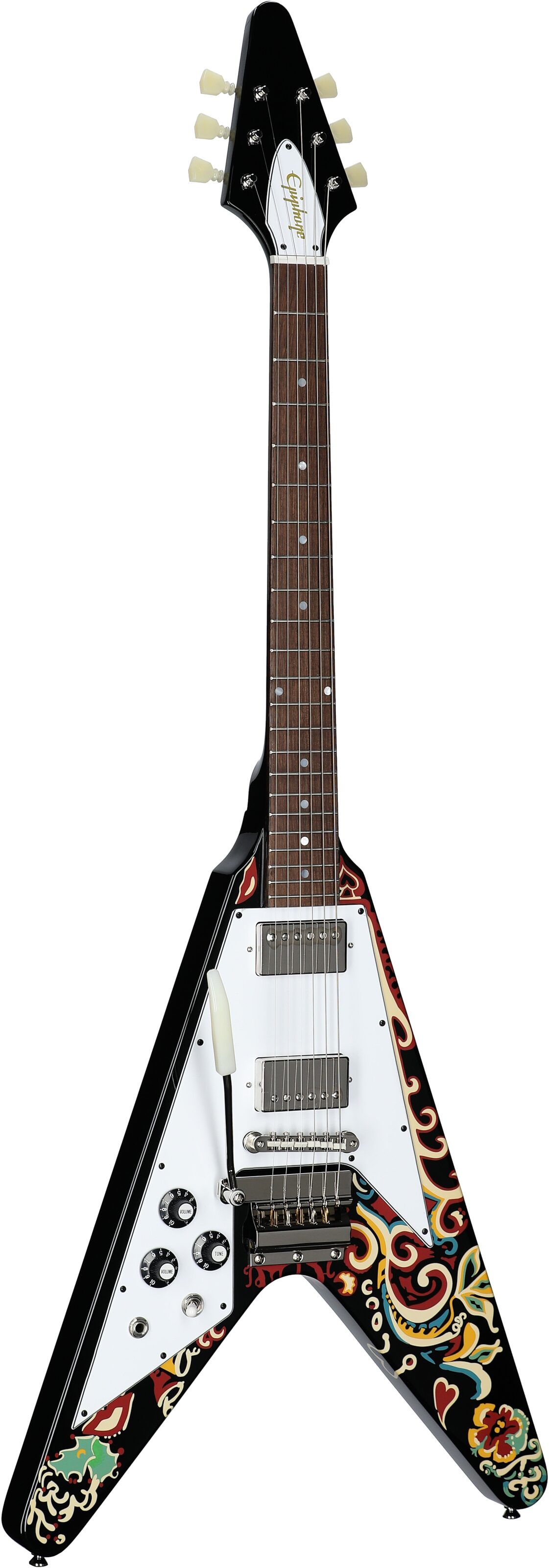 Epiphone Jimi Hendrix "Love Drops" Flying V Electric Guitar, Left-Handed (with Case) 6 Epiphone Jimi Hendrix "Love Drops" Flying V Electric Guitar, Left-Handed (with Case)