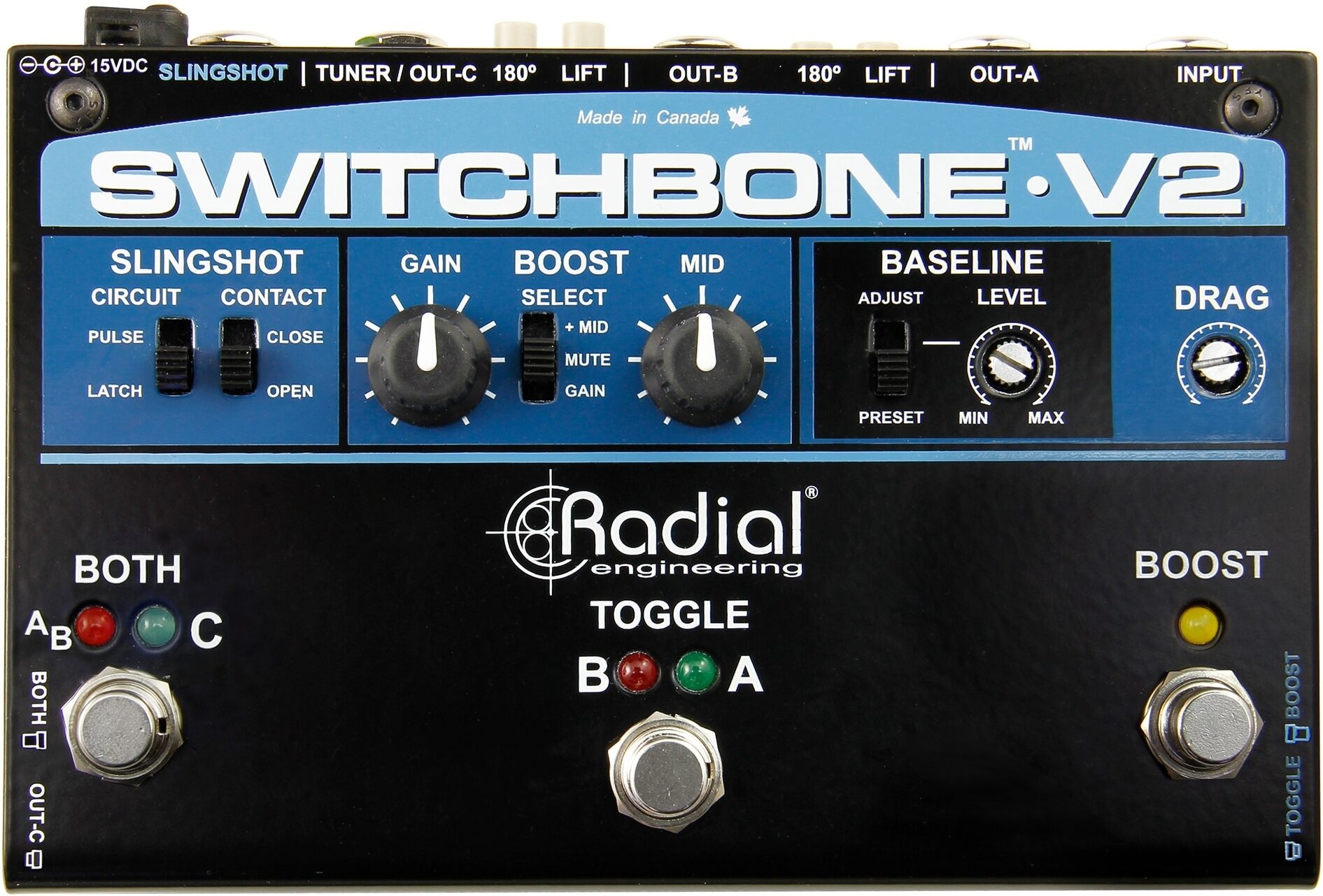 Radial Switchbone V2 ABY/C Switcher Pedal 2 Radial Switchbone V2 ABY/C Switcher Pedal