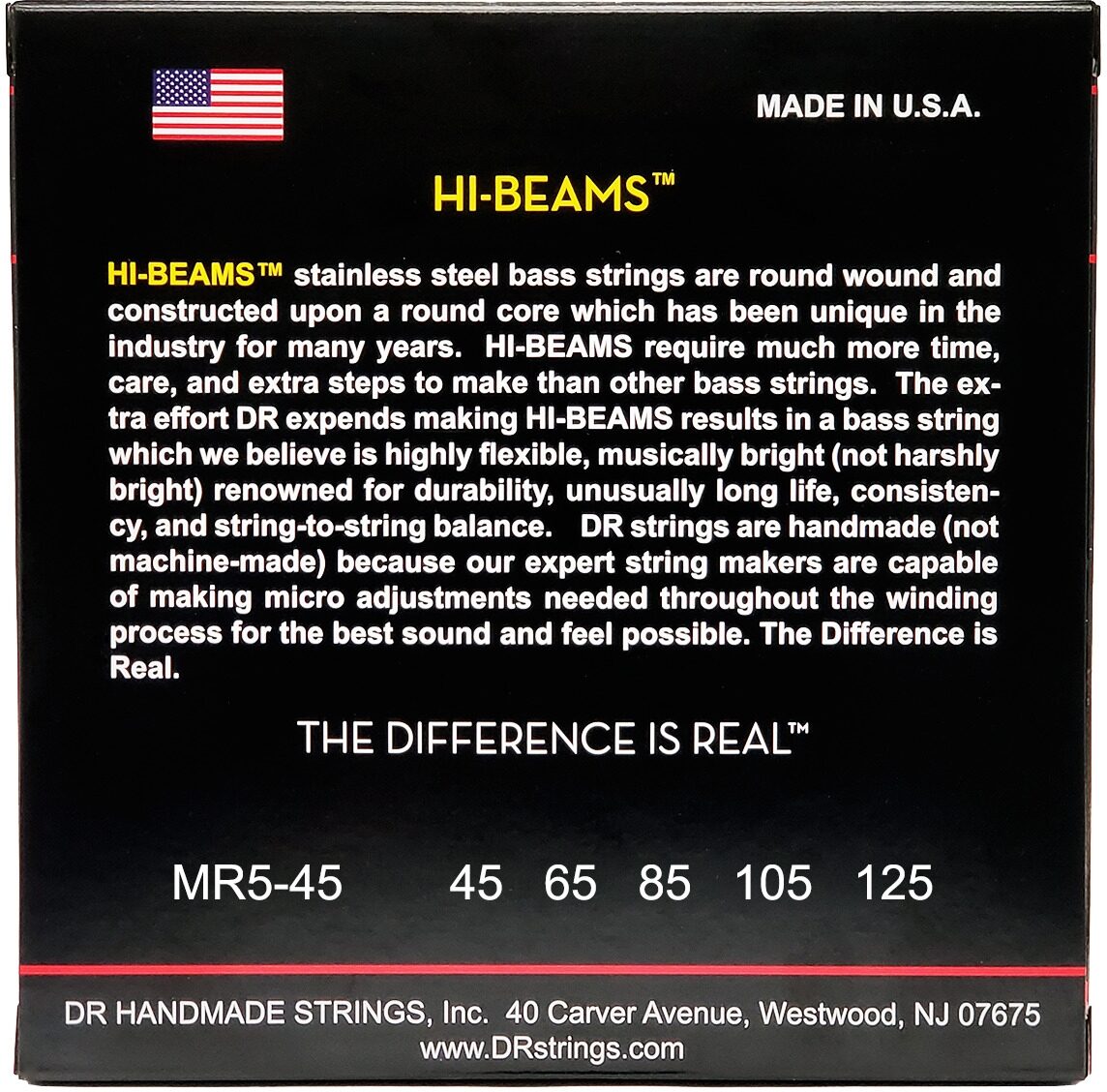 DR Strings MR545 Hi-Beams 5-String Electric Bass Strings (Medium, 45-125) 3 DR Strings MR545 Hi-Beams 5-String Electric Bass Strings (Medium, 45-125)