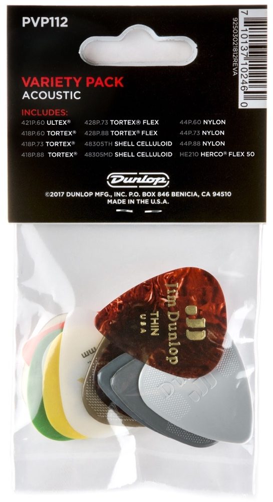 Dunlop PVP112 Acoustic Players Variety Pick Pack 3 Dunlop PVP112 Acoustic Players Variety Pick Pack