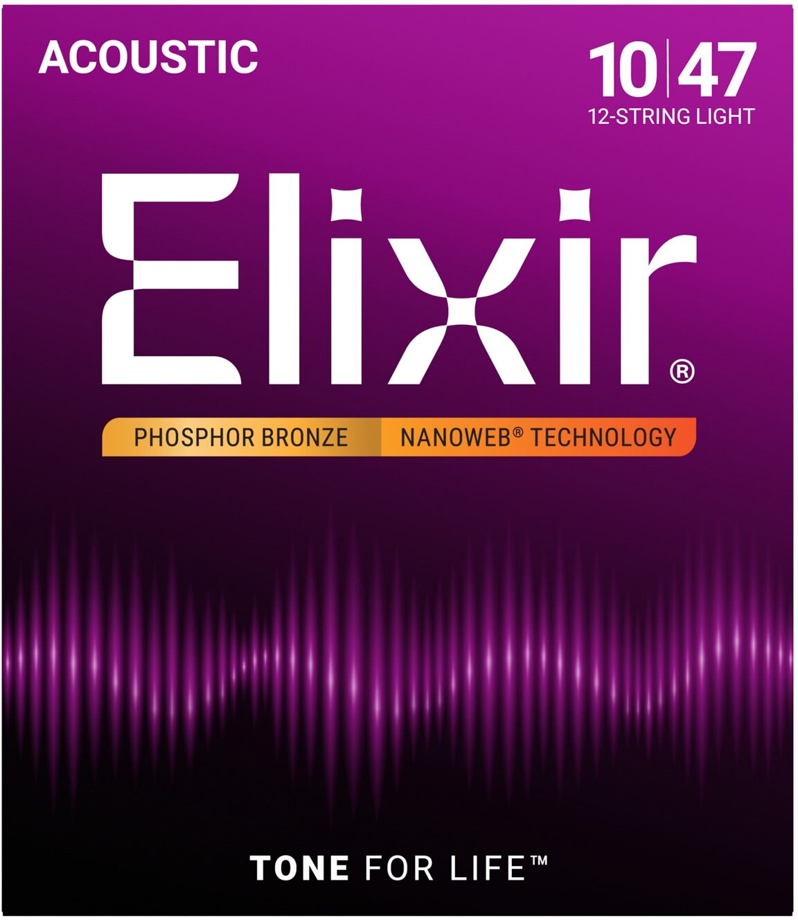 Elixir Phosphor Bronze 12-String Acoustic Guitar Strings With Nanoweb Coating