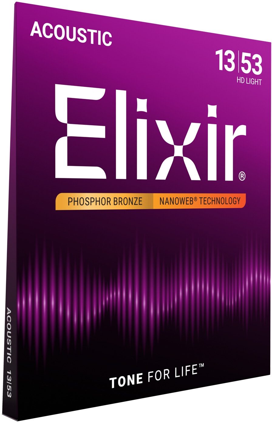 Elixir Phosphor Bronze Acoustic Guitar Strings With Nanoweb Coating, HD Light 2 Elixir Phosphor Bronze Acoustic Guitar Strings With Nanoweb Coating, HD Light