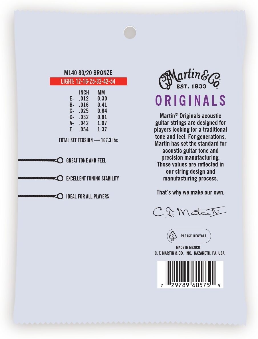 Martin M140 Original Acoustic Guitar Strings 2 Martin M140 Original Acoustic Guitar Strings