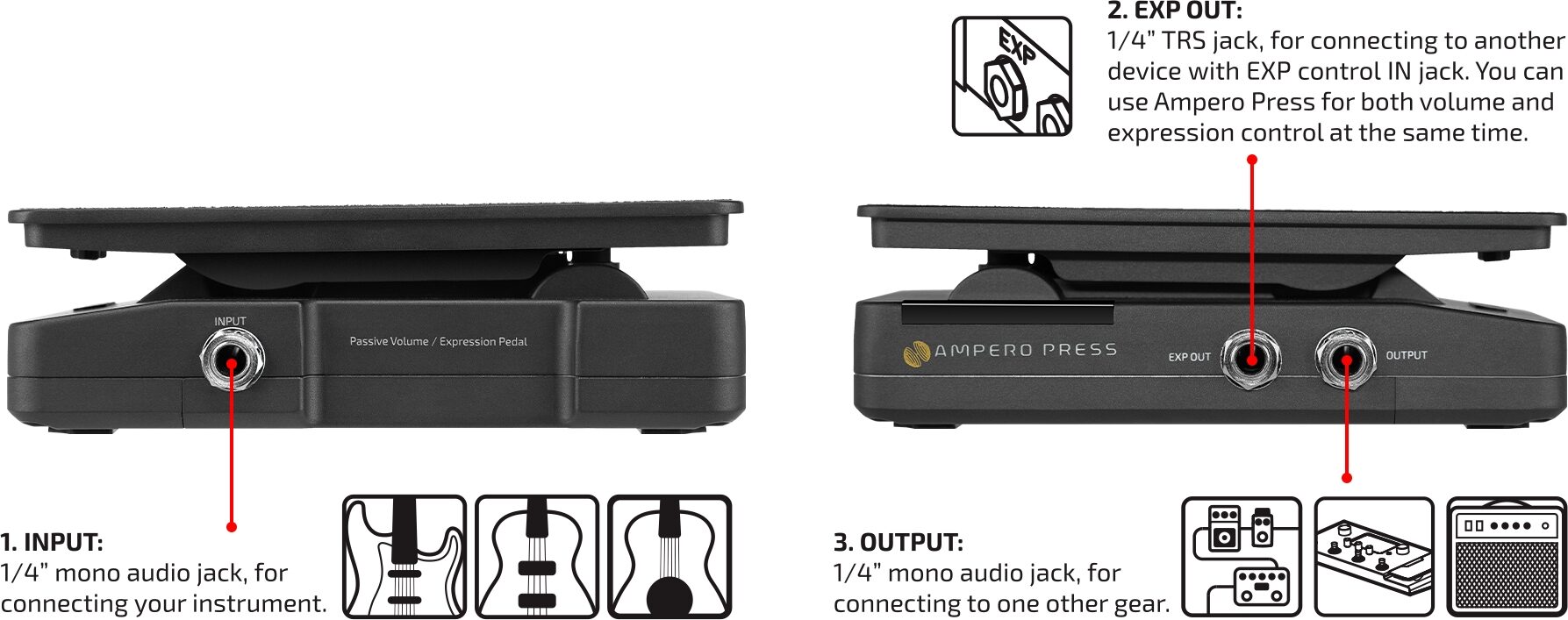 Hotone Ampero Press Volume/Expression Pedal, 10kO Edition 8 Hotone Ampero Press Volume/Expression Pedal, 10kO Edition