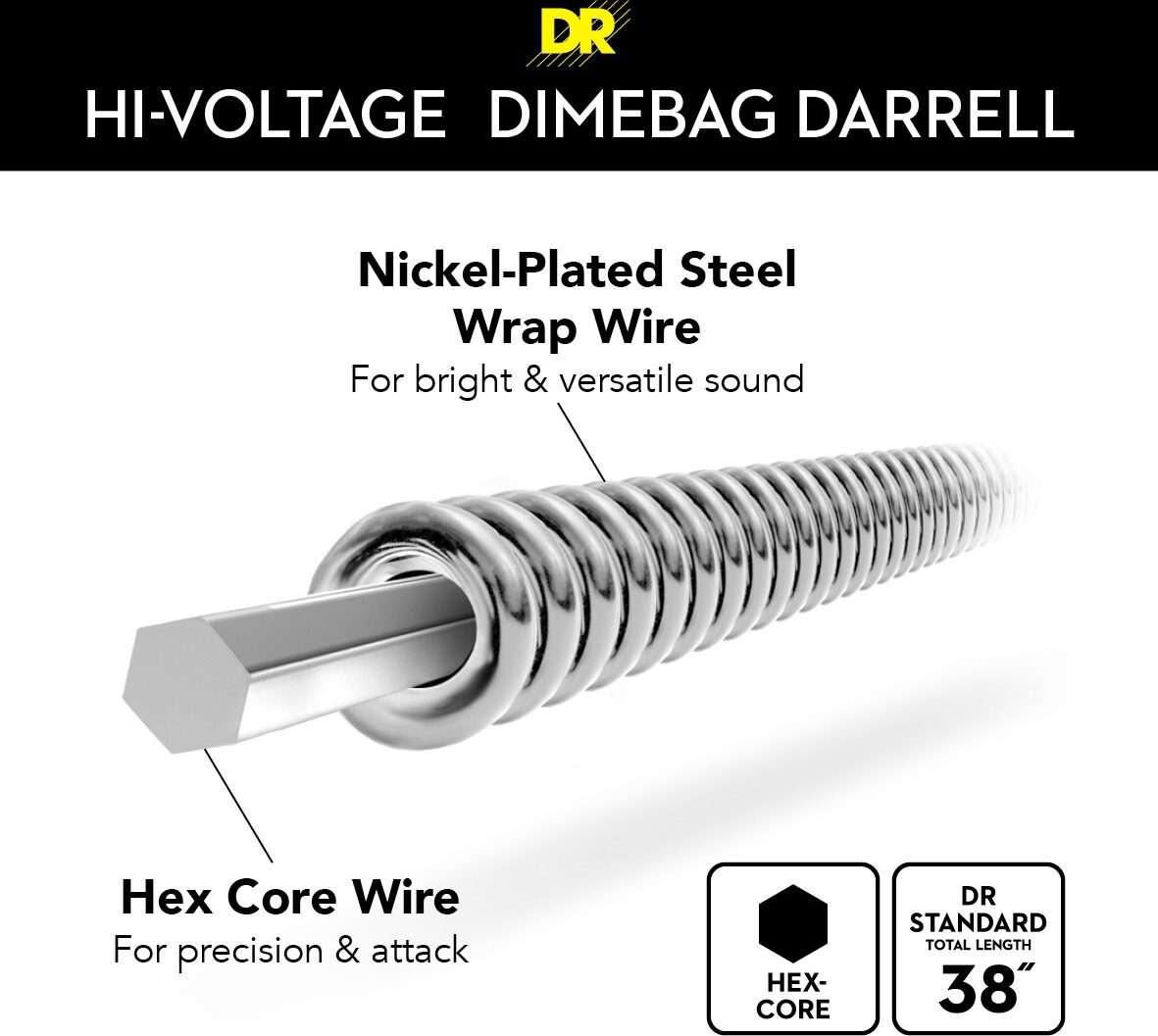DR Strings DBG10 Hi-Voltage Electric Guitar Strings (Medium, 10-46) 4 DR Strings DBG10 Hi-Voltage Electric Guitar Strings (Medium, 10-46)