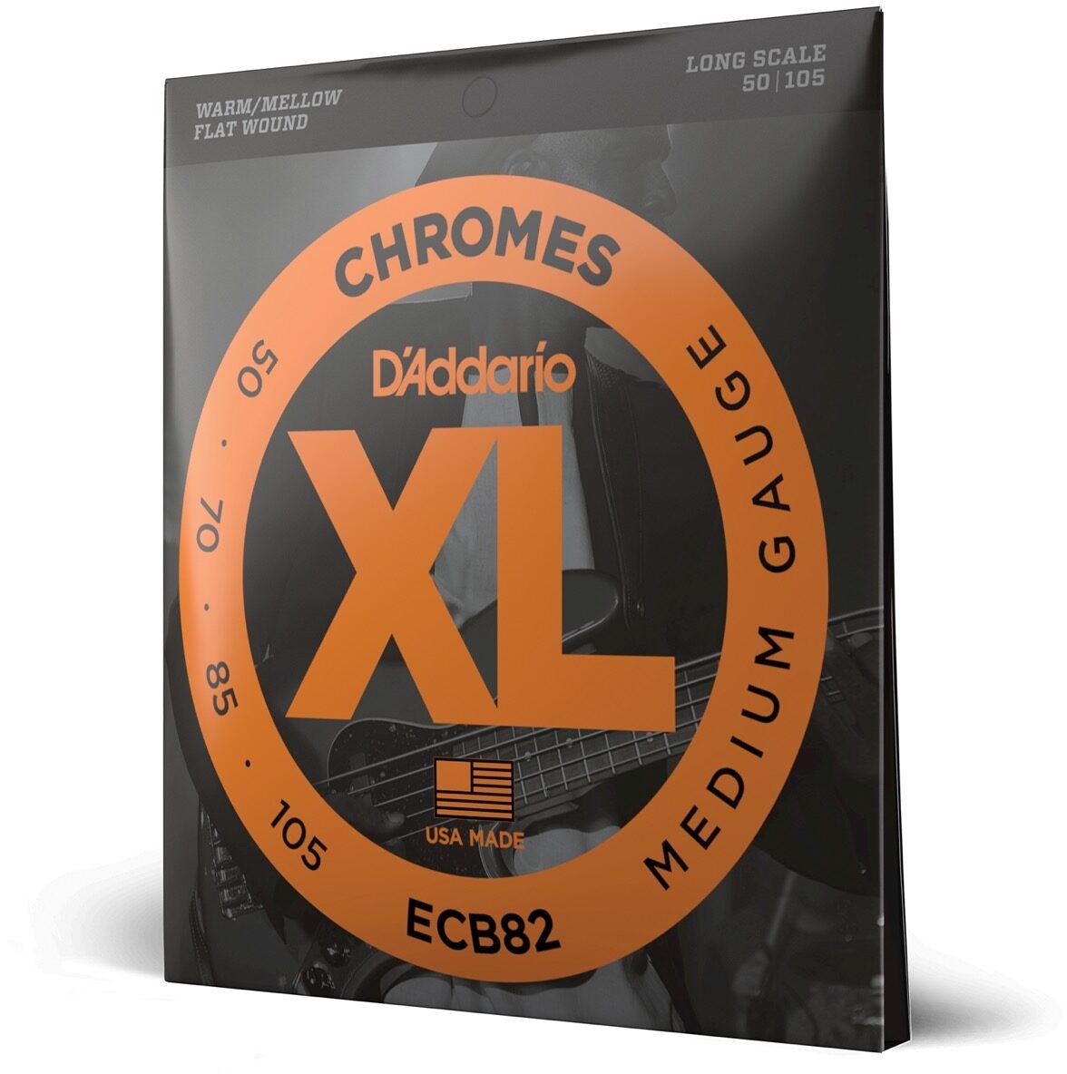 D'Addario ECB82 Chromes Flatwound Bass Strings (Medium Gauge, Long Scale)