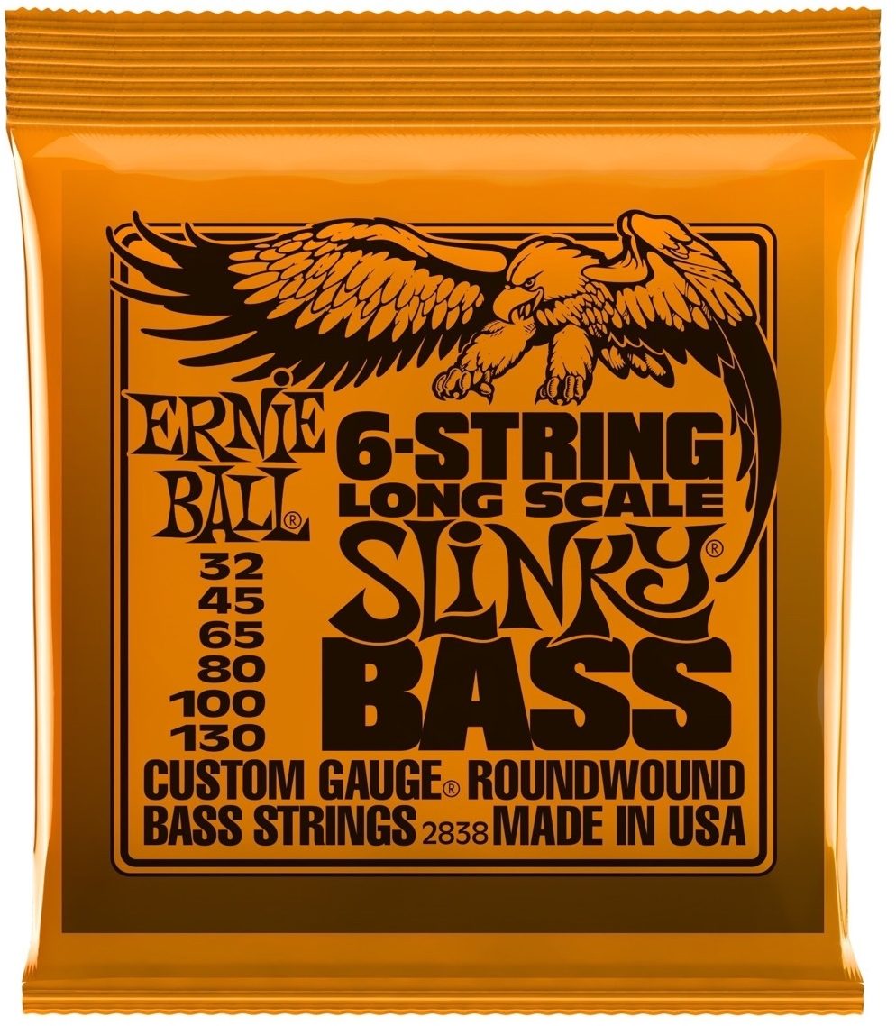 Ernie Ball 2838 6-String Long Scale Slinky Bass Electric Bass Strings (32-130)