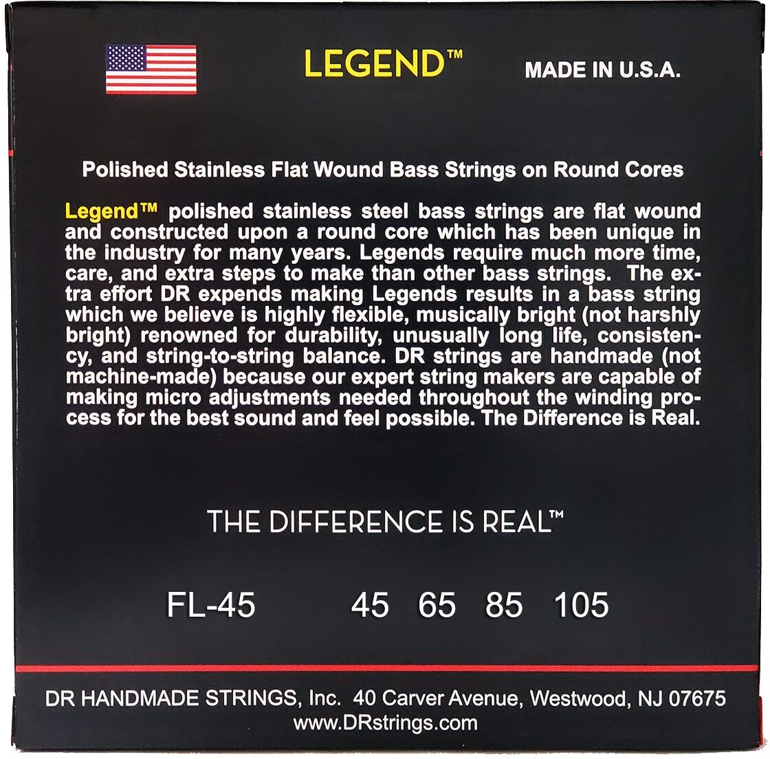 DR Strings Legend Polished Flatwound Stainless Steel Bass Strings 3 DR Strings Legend Polished Flatwound Stainless Steel Bass Strings