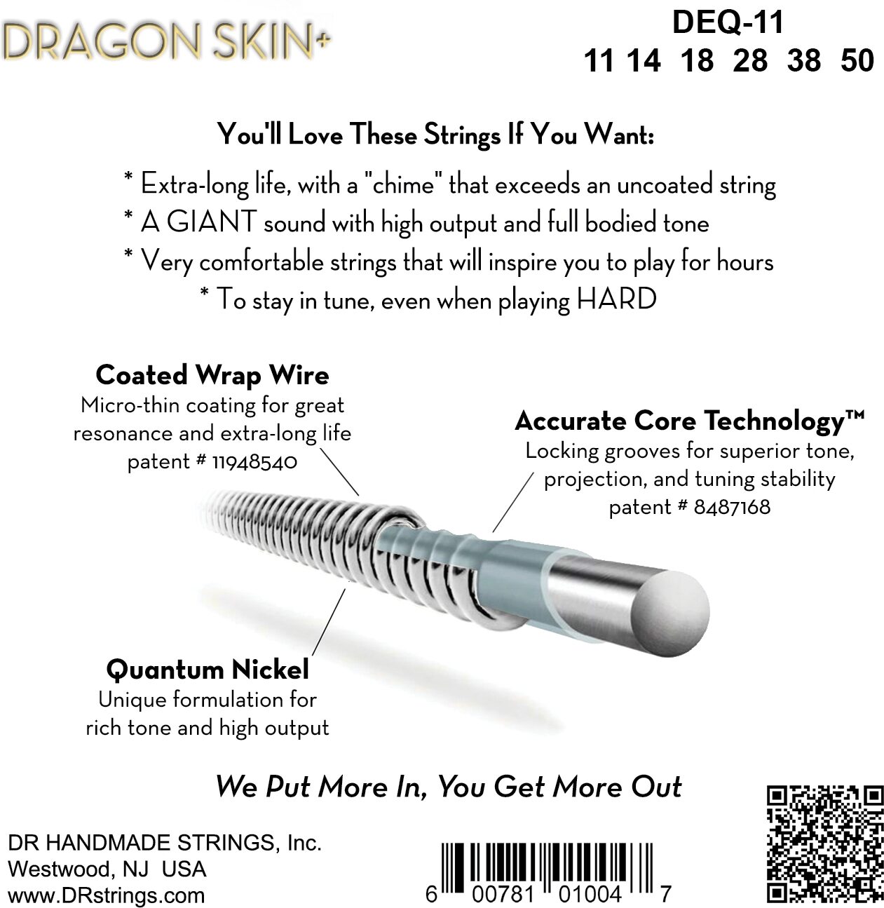 DR Strings Dragon Skin Plus Coated Quantum Nickel 6-String Electric Guitar Set 2 DR Strings Dragon Skin Plus Coated Quantum Nickel 6-String Electric Guitar Set