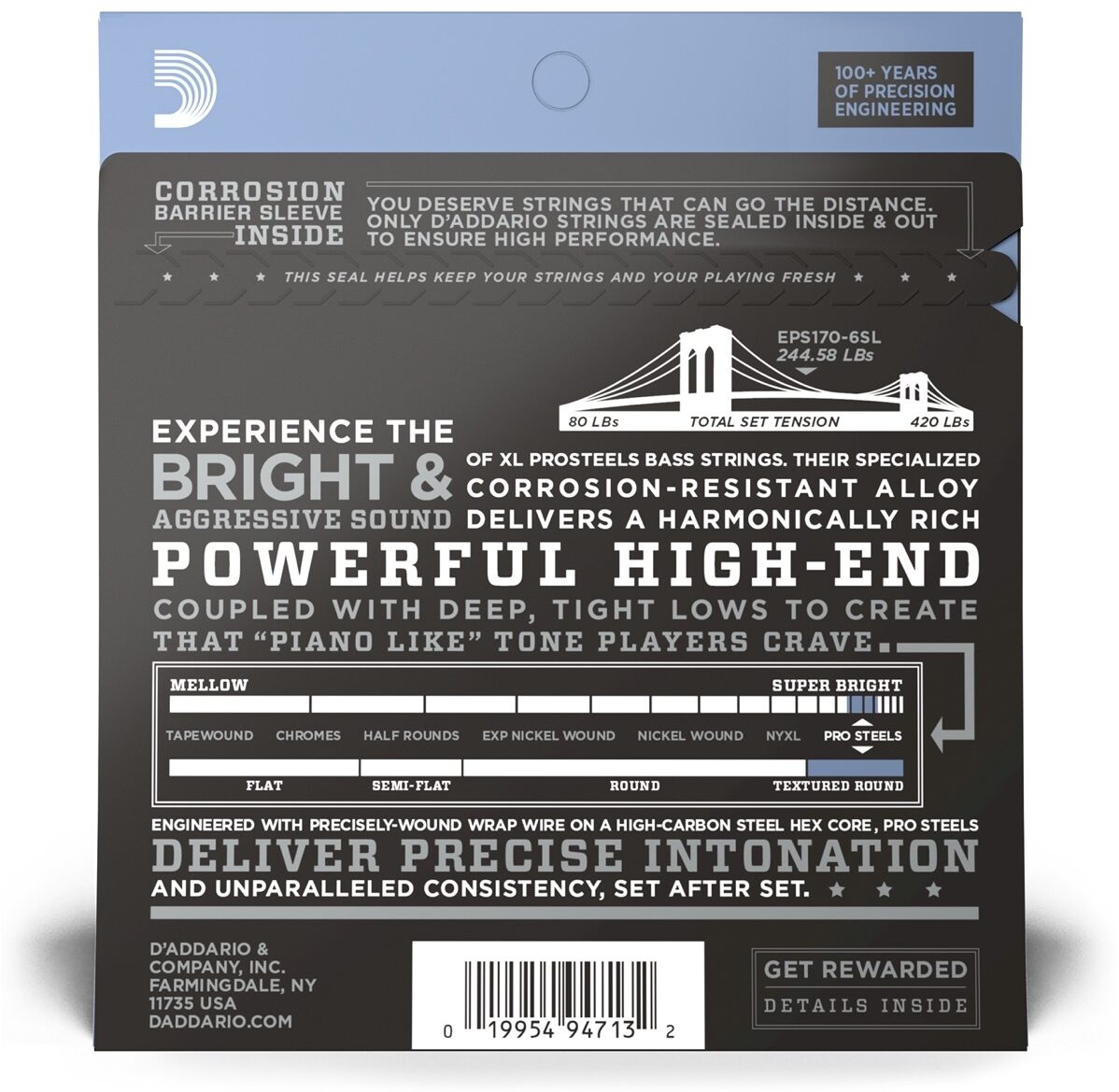 D'Addario EPS1706SL 6-String Pro Steels Bass Strings 2 D'Addario EPS1706SL 6-String Pro Steels Bass Strings