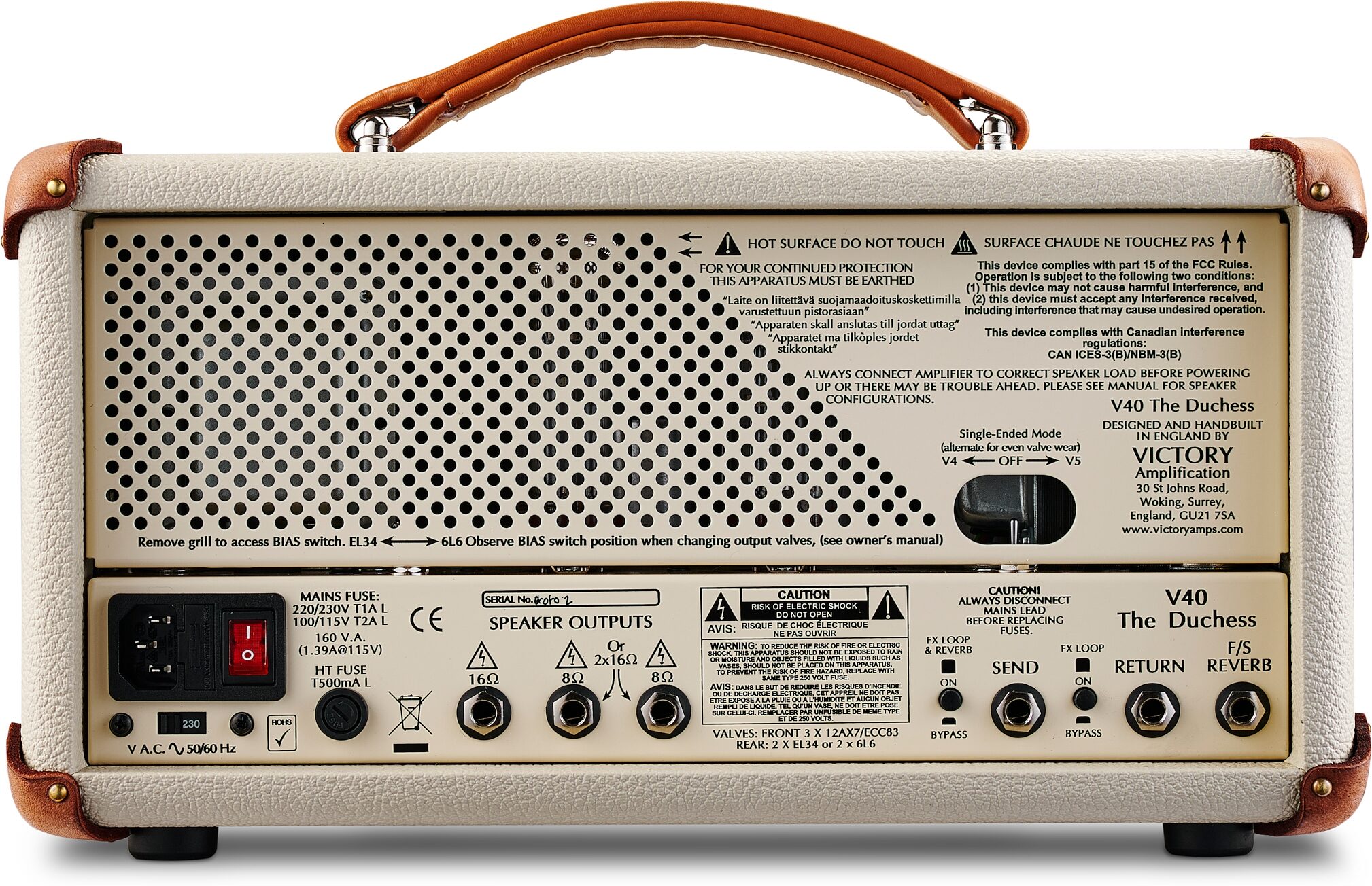 Victory V40 Duchess Guitar Amplifier Head, Wooden Sleeve (40 Watts) 9 Victory V40 Duchess Guitar Amplifier Head, Wooden Sleeve (40 Watts)