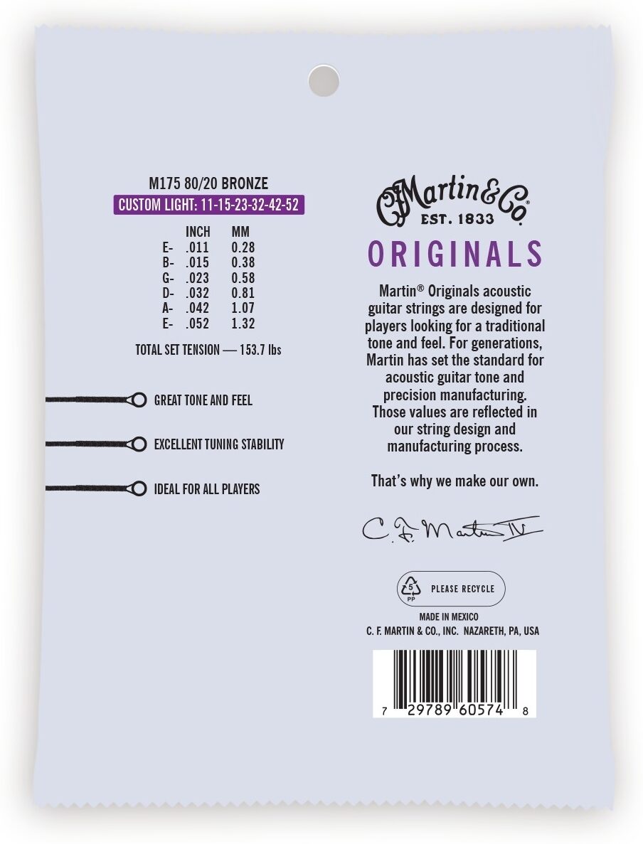 Martin M175 Original Acoustic Guitar Strings 2 Martin M175 Original Acoustic Guitar Strings