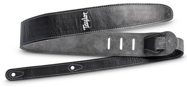 Taylor 2.5" Suede Back Black Leather Guitar Strap 1 Taylor 2.5" Suede Back Black Leather Guitar Strap