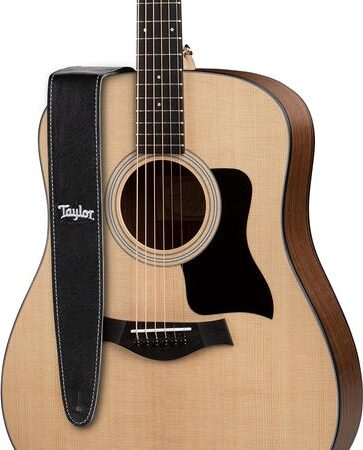Taylor 2.5" Suede Back Black Leather Guitar Strap 2 Taylor 2.5" Suede Back Black Leather Guitar Strap