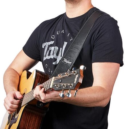 Taylor 2.5" Suede Back Black Leather Guitar Strap 3 Taylor 2.5" Suede Back Black Leather Guitar Strap
