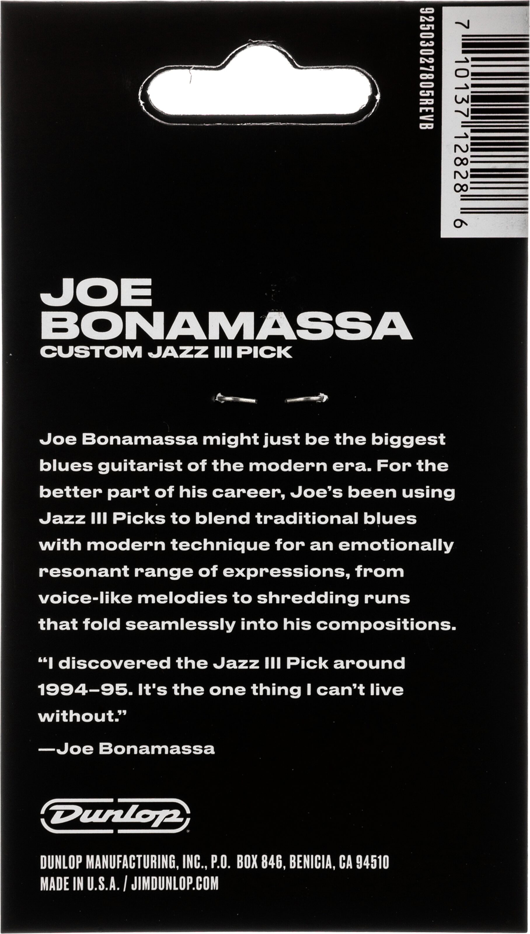 Dunlop Joe Bonamassa Custom Jazz III Guitar Pick 6 Dunlop Joe Bonamassa Custom Jazz III Guitar Pick
