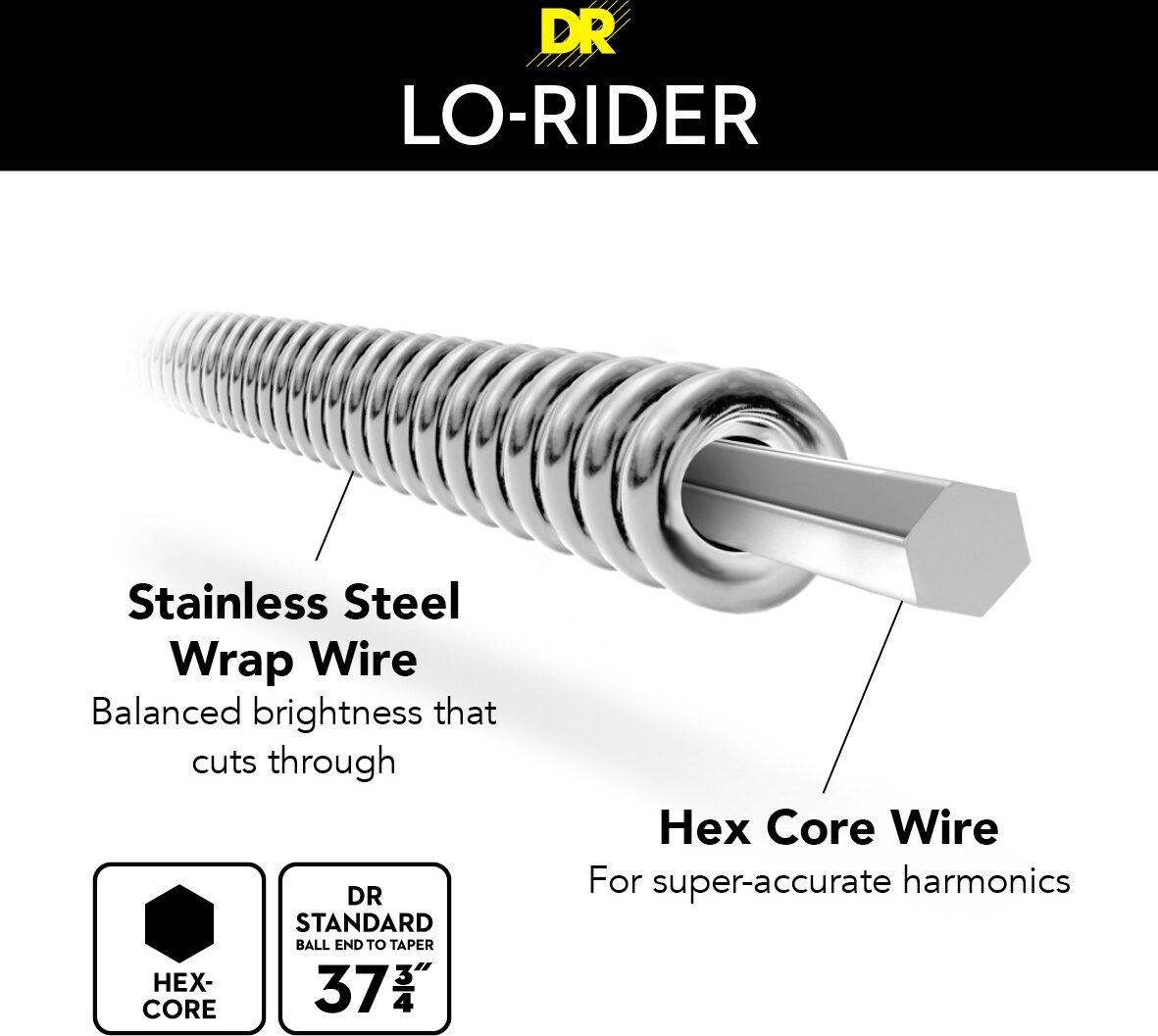 DR Strings Lo-Rider Stainless Steel Bass 5-String Pack 4 DR Strings Lo-Rider Stainless Steel Bass 5-String Pack