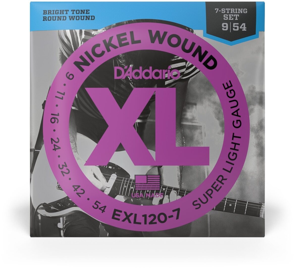 D'Addario EXL120-7 XL Electric Guitar Strings (Super Light, 7-String, 9-54)