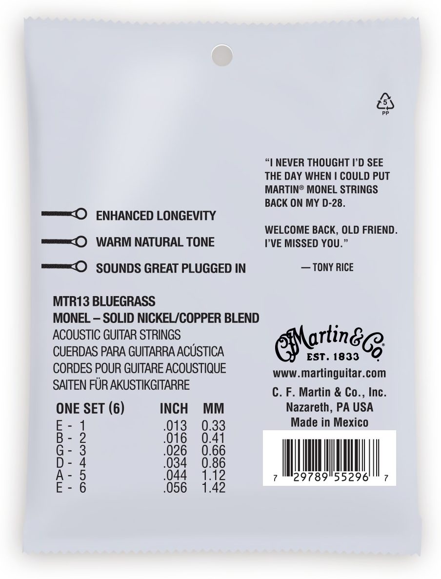Martin Retro Monel Tony Rice's Choice Acoustic Guitar Strings 2 Martin Retro Monel Tony Rice's Choice Acoustic Guitar Strings