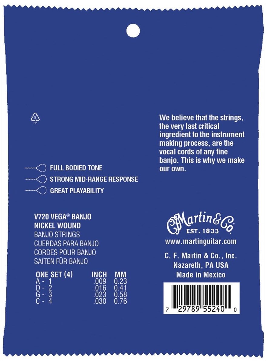 Martin Vega Nickel Wound Banjo Strings 2 Martin Vega Nickel Wound Banjo Strings
