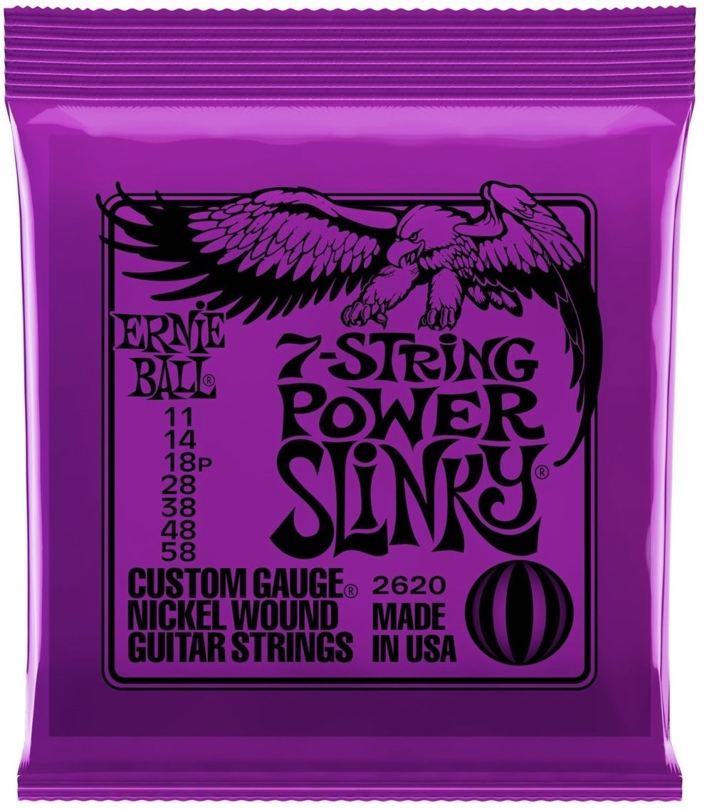 Ernie Ball Power Slinky 7-String Nickel Wound Electric Guitar Strings - 11-58 Gauge 1 Ernie Ball Power Slinky 7-String Nickel Wound Electric Guitar Strings - 11-58 Gauge