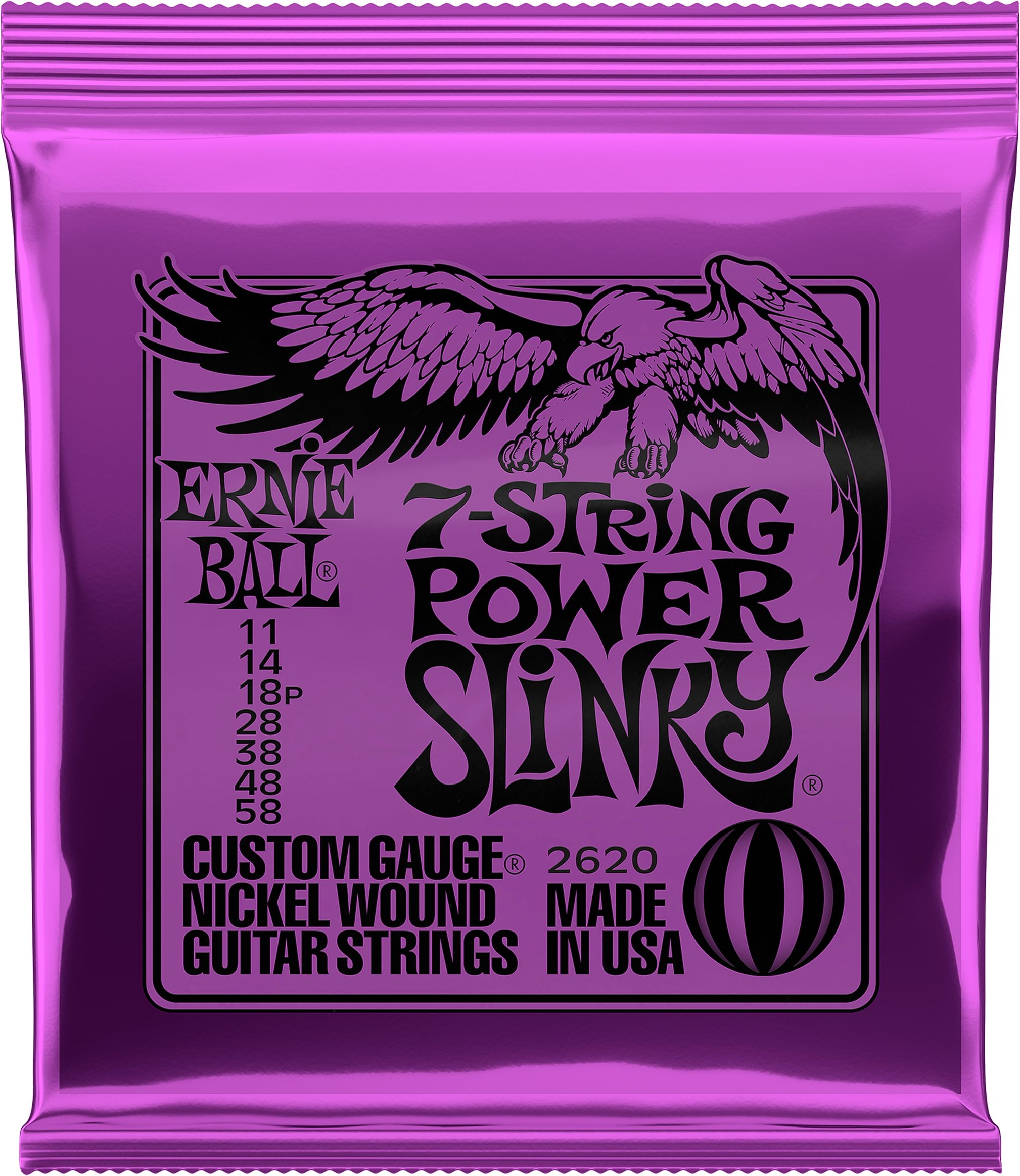 Ernie Ball Power Slinky 7-String Nickel Wound Electric Guitar Strings - 11-58 Gauge 4 Ernie Ball Power Slinky 7-String Nickel Wound Electric Guitar Strings - 11-58 Gauge