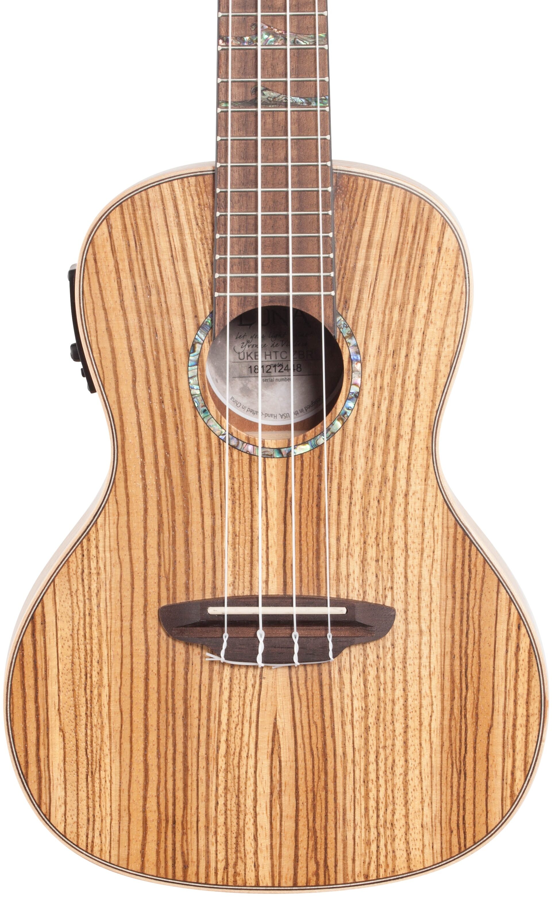 Luna High Tide Zebrawood Concert Acoustic-Electric Ukulele (with Gig Bag)