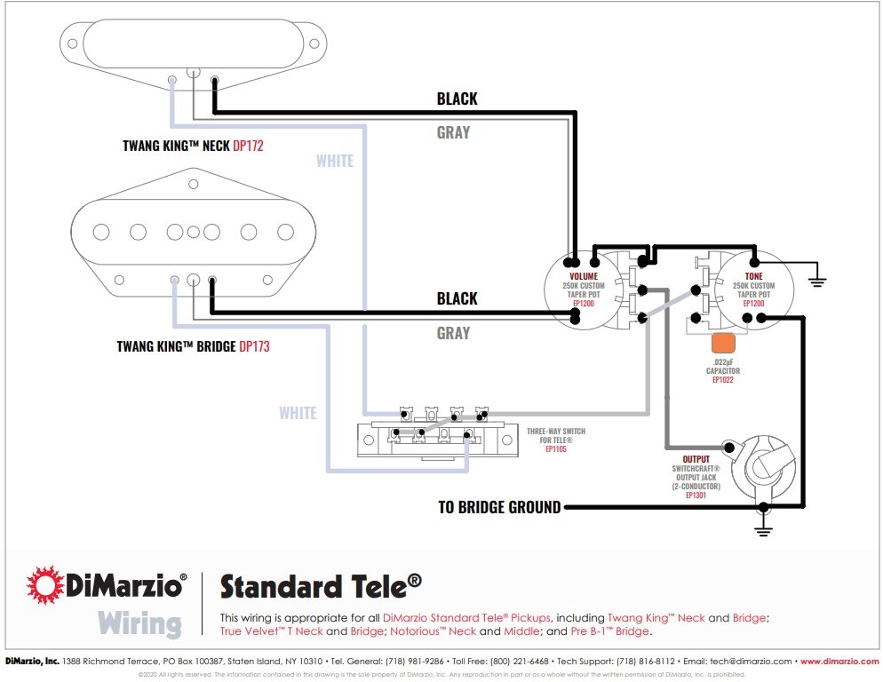 DiMarzio GW2100A1 Telecaster Wiring Harness 2 DiMarzio GW2100A1 Telecaster Wiring Harness