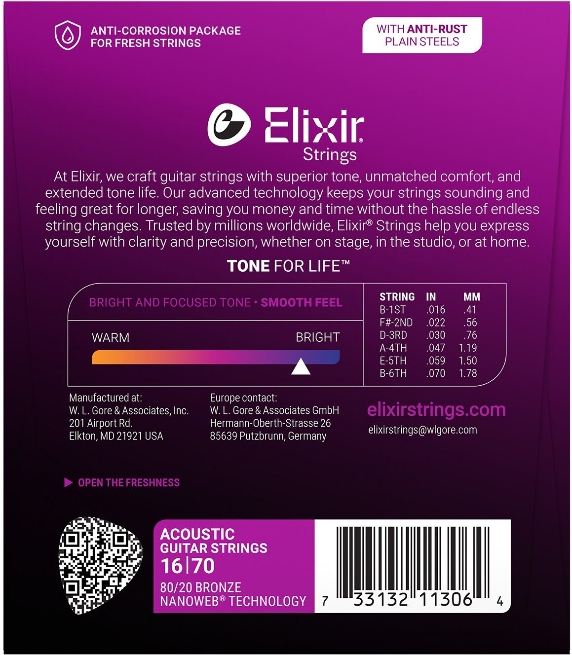 Elixir 80/20 Bronze Acoustic Baritone Strings With Nanoweb Coating 3 Elixir 80/20 Bronze Acoustic Baritone Strings With Nanoweb Coating