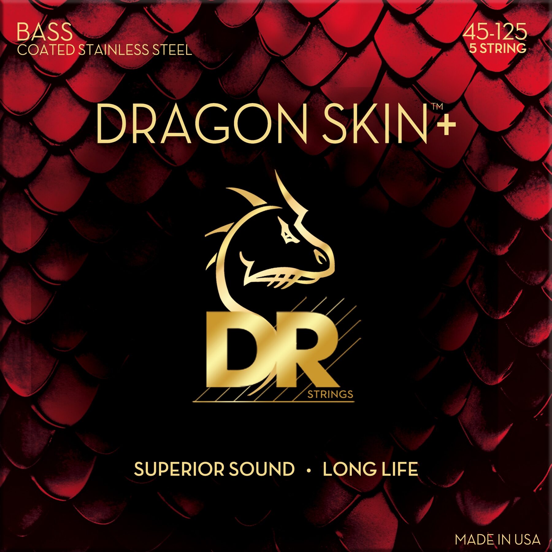 DR Strings Dragon Skin Plus Coated Stainless Steel 5-String Bass Set