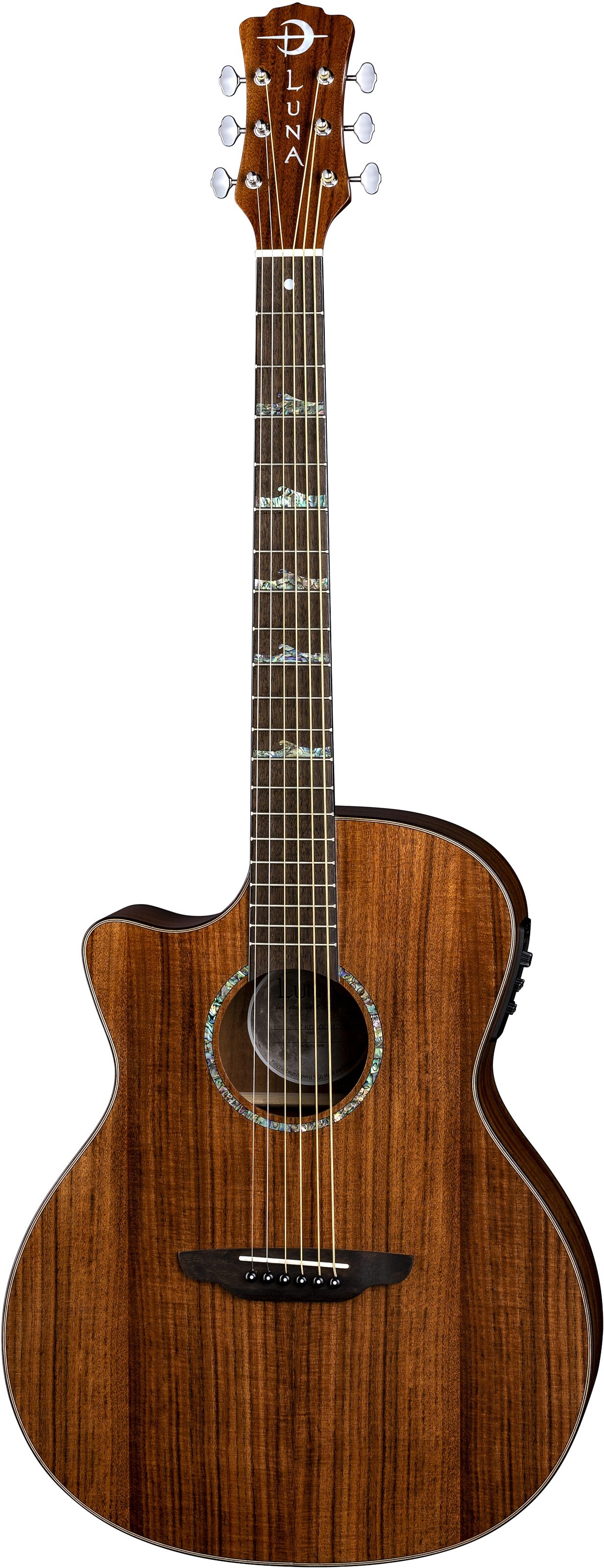 Luna High Tide Grand Concert Acoustic-Electric Guitar, Left-Handed