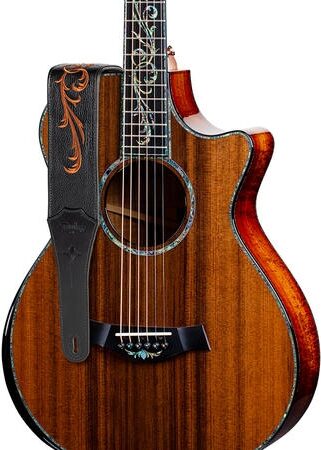 Taylor Nouveau 2.5" Embroidered Leather Guitar Strap 2 Taylor Nouveau 2.5" Embroidered Leather Guitar Strap