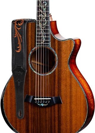 Taylor Nouveau 2.5" Embroidered Leather Guitar Strap 3 Taylor Nouveau 2.5" Embroidered Leather Guitar Strap