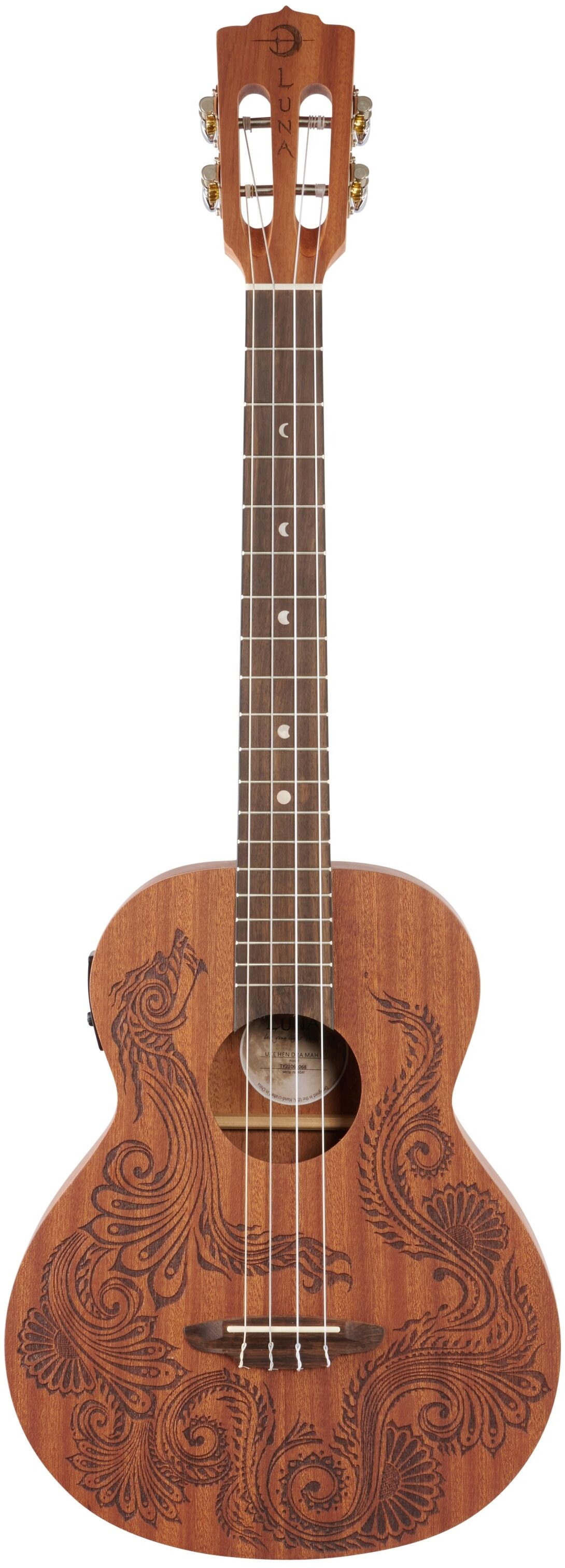 Luna Henna Dragon Mahogany Baritone Acoustic-Electric Ukulele (with Gig Bag) 2 Luna Henna Dragon Mahogany Baritone Acoustic-Electric Ukulele (with Gig Bag)