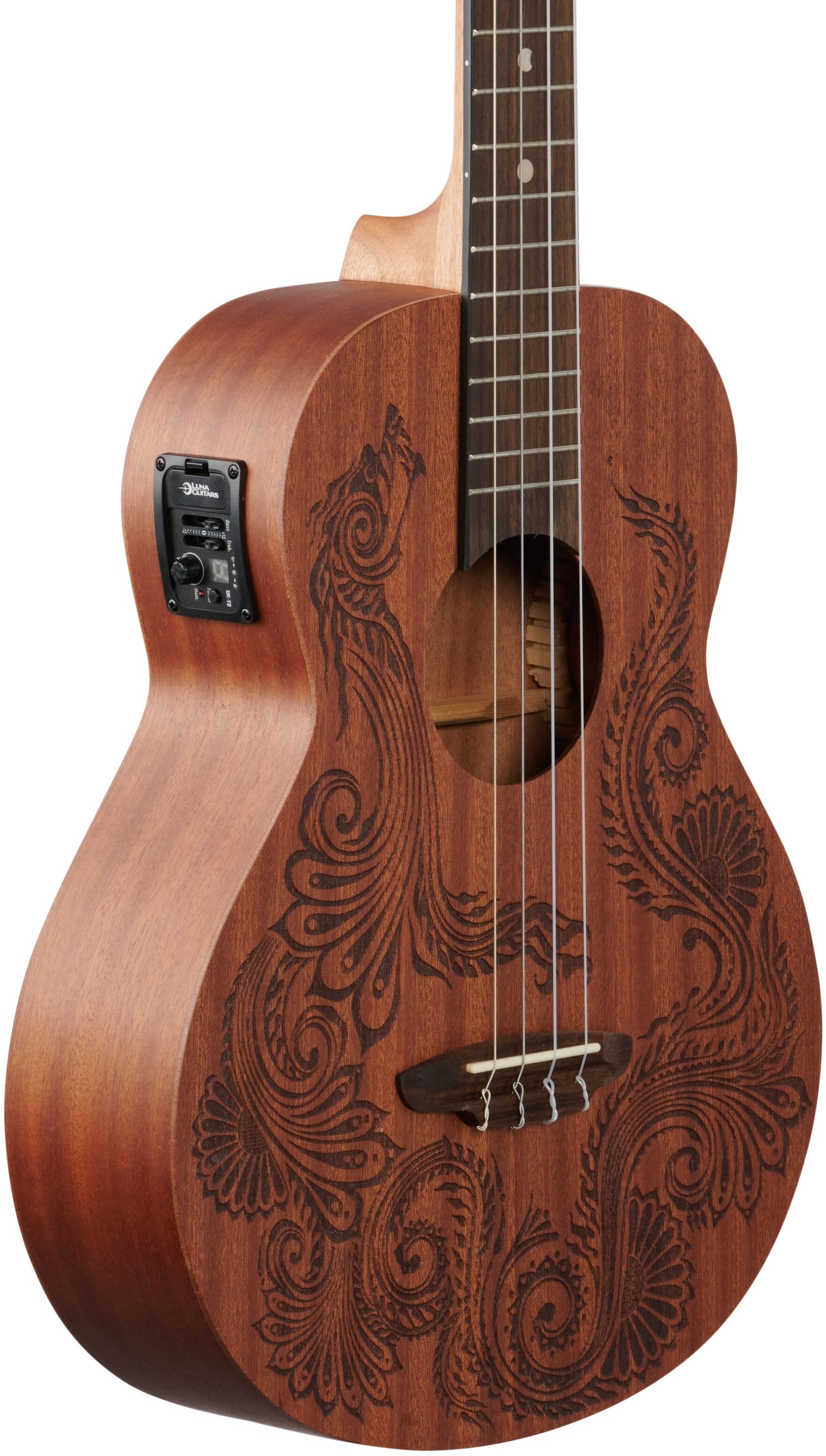 Luna Henna Dragon Mahogany Baritone Acoustic-Electric Ukulele (with Gig Bag) 3 Luna Henna Dragon Mahogany Baritone Acoustic-Electric Ukulele (with Gig Bag)