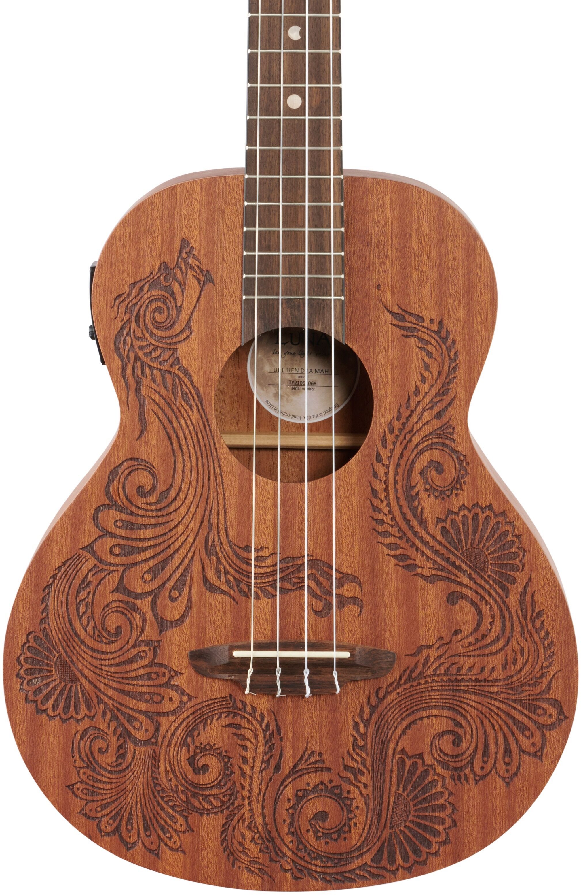 Luna Henna Dragon Mahogany Baritone Acoustic-Electric Ukulele (with Gig Bag) 1 Luna Henna Dragon Mahogany Baritone Acoustic-Electric Ukulele (with Gig Bag)