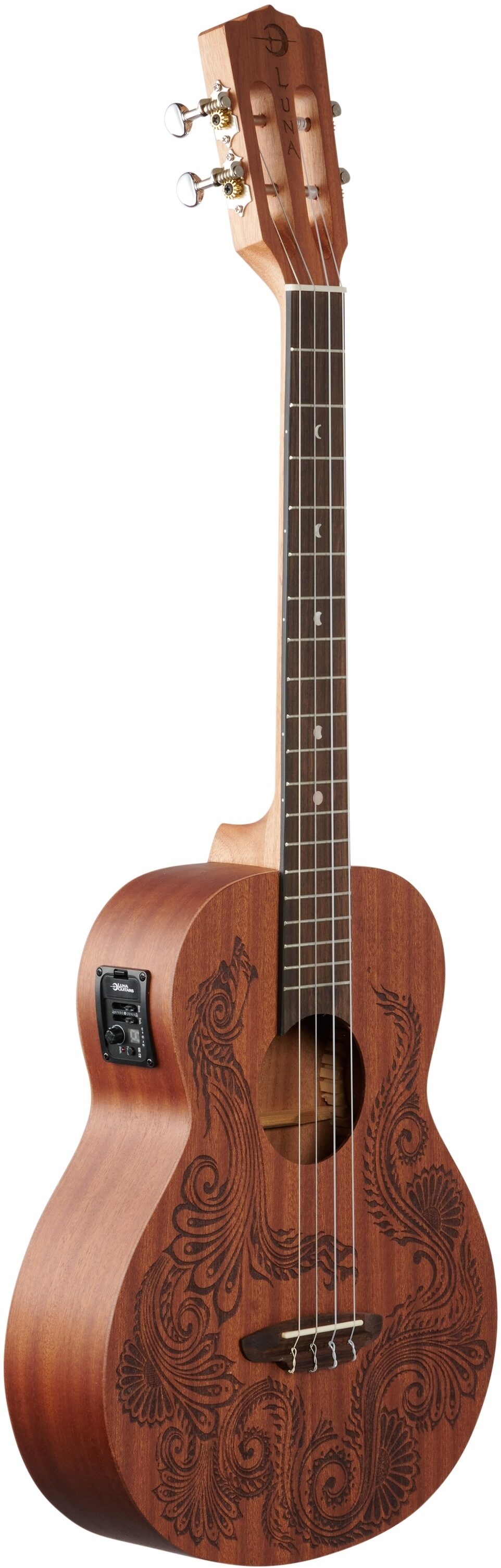 Luna Henna Dragon Mahogany Baritone Acoustic-Electric Ukulele (with Gig Bag) 6 Luna Henna Dragon Mahogany Baritone Acoustic-Electric Ukulele (with Gig Bag)